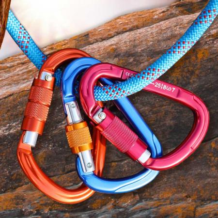 Wholesale Aluminum Alloy Outdoor 25kN Carabiner Climbing Traveling Bag Luggage Security Snap Hook Locking Carabiner 