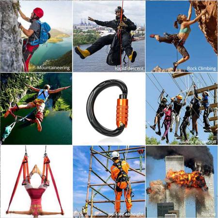 Wholesale Carabiner Clip Customized Logo Color Lock Custom Round Aluminium Climbing Snap Hook 