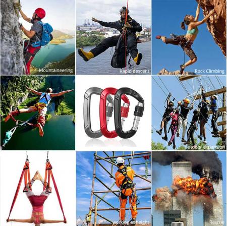 Custom Aluminum Climbing Screw Locking Carabiner 12kN Climbing Gear Gym Carabiner Clips Screwgate Snap Hook