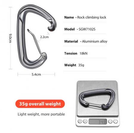 Hot Selling Lightweight Customized Climbing Carabiner Clip Hammock Snap Hook 18KN