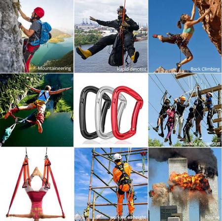 Heavy Duty Wholesale Custom Climbing Carabiner Clip Aluminum Alloy Snap Hook Rappelling Dog Leash 