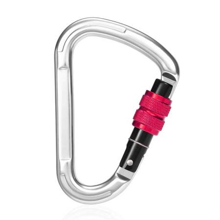 China Manufactory Customized Screw Lock Carabiner Clip Aluminum Climbing D-Ring 25kN Snap Hook Locking Carabiner 