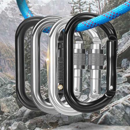 Outdoor Sports 25KN O-Shaped Snap Hook With Screw Climbing Aluminum Carabiner Clip