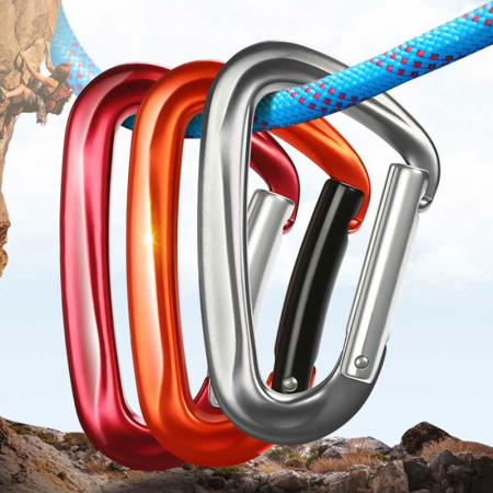 Personalized Locking Aluminium Carabiner Clip for Outdoor Hammock Snap Hook 12KN Customized LOGO