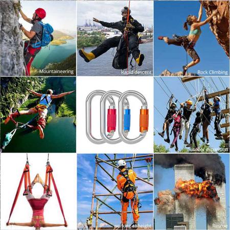 Wholesale 25KN Outdoor Customized Logo Climbing Aluminum Carabiner Hooks 