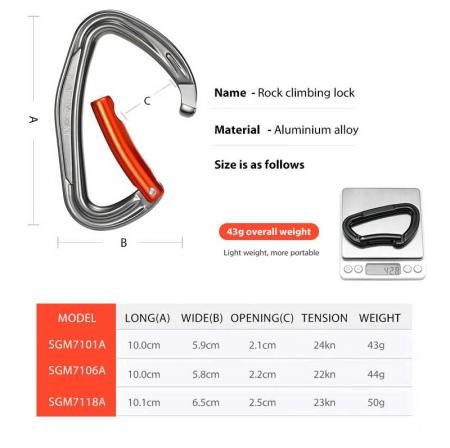 Heavy Duty Wholesale Custom Climbing Carabiner Clip Aluminum Alloy Snap Hook Rappelling Dog Leash 