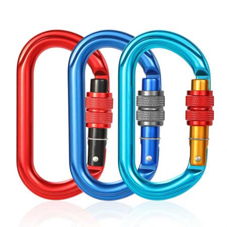 Factory Wholesale 25KN Heavy Duty Aluminium Alloy Carabiner Clip, D-Ring Clip Hook with screwgate 