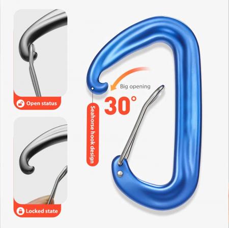 Customized Small Keychain Carabiner Snap Hook Tool Aluminum D Shape Rock Climbing Carabiner Clip 