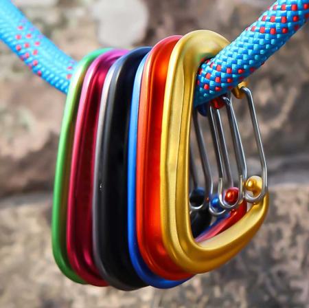 Customized Small Keychain Carabiner Snap Hook Tool Aluminum D Shape Rock Climbing Carabiner Clip 
