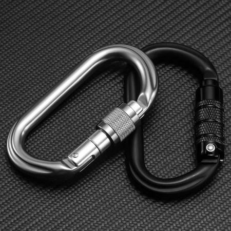 25KN 0-Shaped Colorful Spring Snap Hook Climbing Aluminum Carabiner clip With Screw for Outdoor Sports 