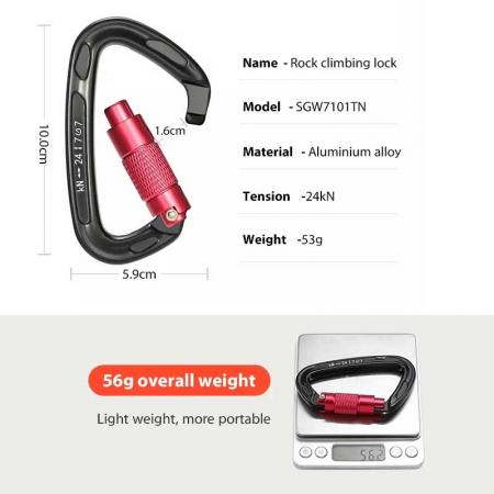 Wholesale Custom Camping Hiking Outdoor Safety Snap Hook Clip logo Locking Aluminum Alloy Climbing Carabiner
