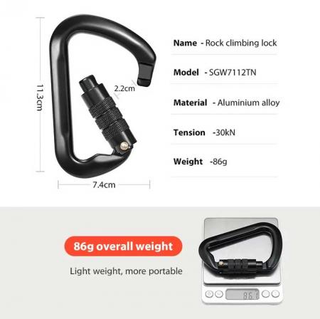 High-quality outdoor D buckle carabiner locking bold color keychain bottle hang buckle 