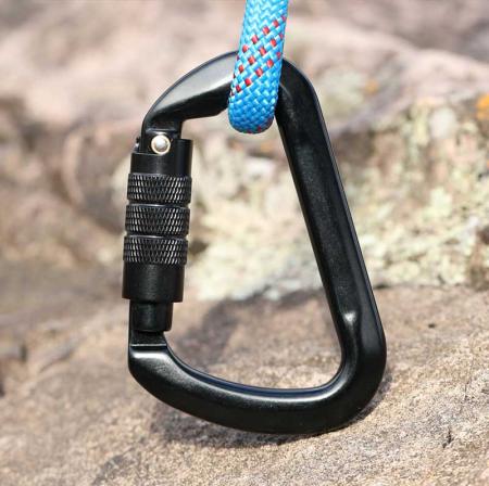 Promotion Shaped Aluminum KeyChain screw locking 30KN climbing carabiner 