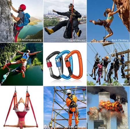 24KN Outdoor Custom Color Logo Snap Hook Aluminum Hiking Carabiner Hook 