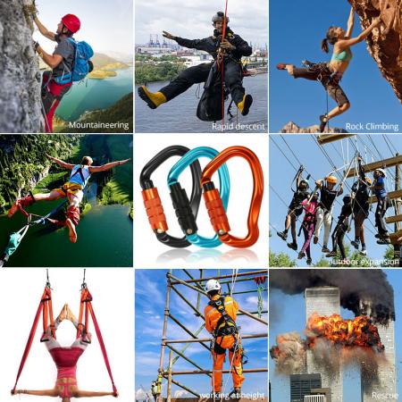 23KN Heavy Duty 7075 Aluminium Alloy Carabiner Clip D-Ring Clip Hook Clip Tool Carrier Carabiner