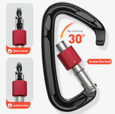 24KN Outdoor Custom Color Logo Snap Hook Aluminum Hiking Carabiner Hook 