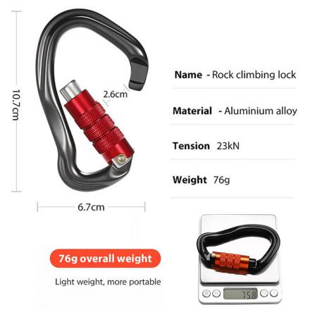 Customizable 23KN CE Aluminum Twist Lock Snap Hook Locking Climbing Carabiner Clips 