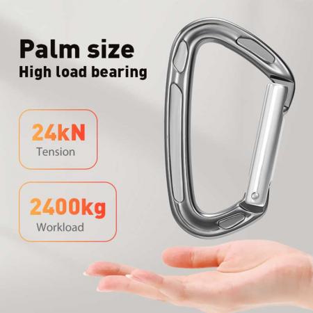 Factory Heavy Duty 23KN Snap Hook D Shape 7075 Aluminum Carabiner Clip for Climbing 