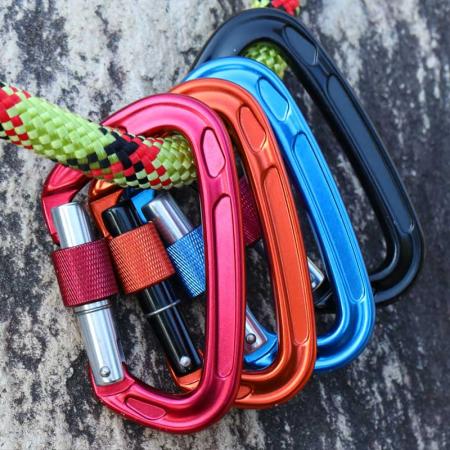 Wholesale 24KN Outdoor Custom Logo D-Shaped Climbing Snap Hook Aluminum Hooks 