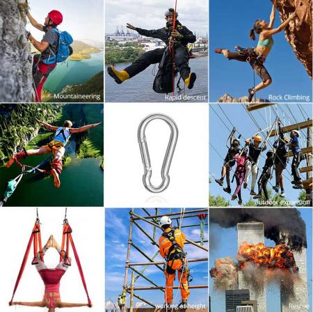 Factory Direct Wholesale Snap Hook 304/316 Stainless Steel Spring Climbing Button Carabiner 