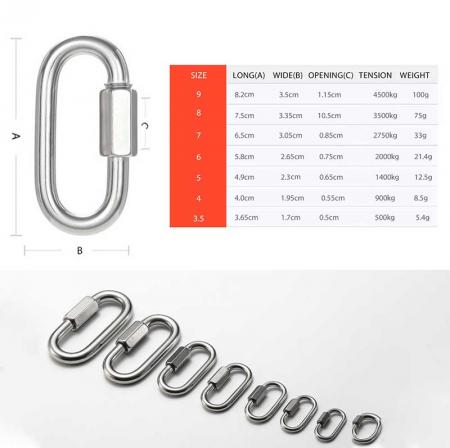 Quick Chain Link Chain Connecting Link Curt Threaded Stainless Steel Quick Link / Snap Hook 