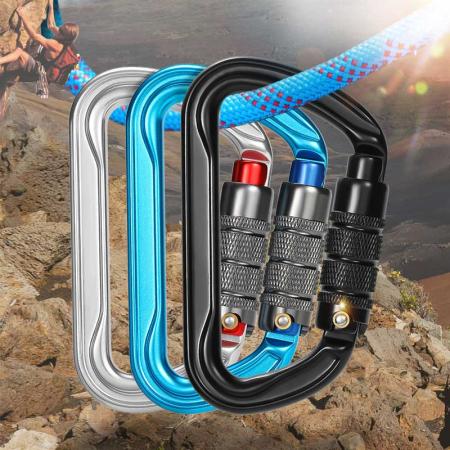 7075 Aircraft-grade Aluminum Equipment Screw Locking Rock D Buckle Rope Survival Rescue Mountaineering Climbing