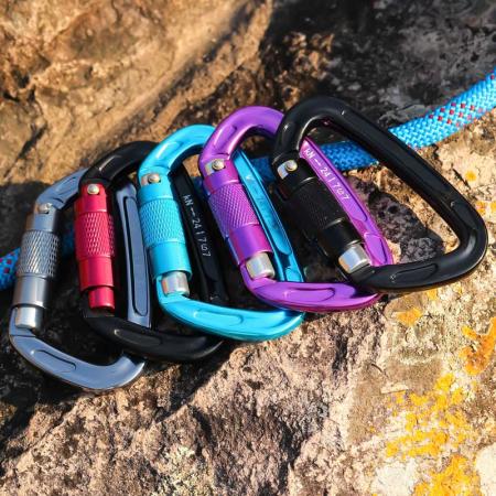 UIAA Certified Climbing Carabiners 24KN Heavy Duty Large Locking Carabiner Clips for Rock/Ice Climbing Rappelling Rescue 