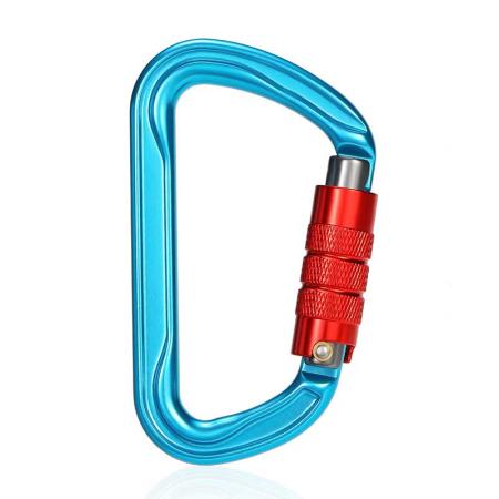 D-shaped Hot-forged Locking Climbing Hook with Screwgate Clip 30KN Climbing Carabiner 