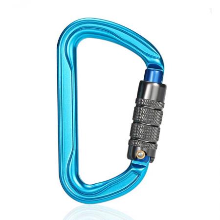 Bulk Cheap Outdoor D Shaped Aluminum Screw Locking Spring Clip Hook Climbing Carabiner 