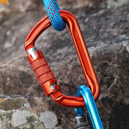 Bulk Cheap Outdoor D Shaped Aluminum Screw Locking Spring Clip Hook Climbing Carabiner 