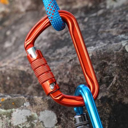 7075 Aircraft-grade Aluminum Equipment Screw Locking Rock D Buckle Rope Survival Rescue Mountaineering Climbing