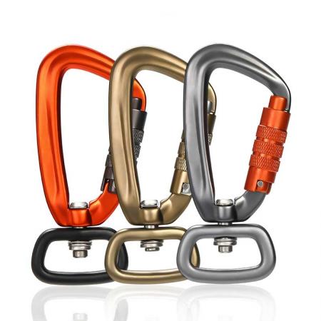 4KN Aluminum Swivel Rock Climbing Dog Leash Auto Locking Swivel Carabiners Hook