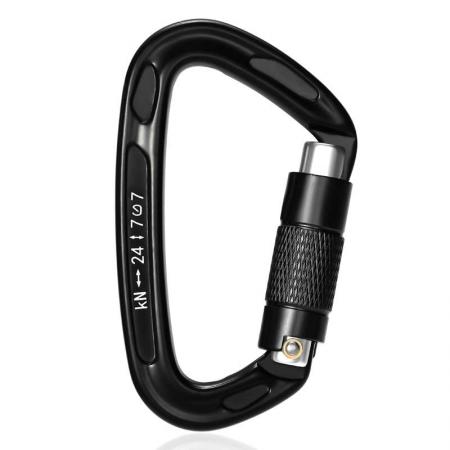 Wholesale 24KN Outdoor Carabiner Customized Logo and Color D Shape Climbing Snap Hook Avation Aluminum Carabiner