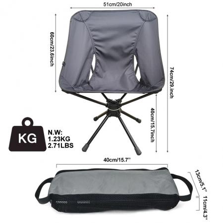 360 Degree Swivel Portable Camping Chair Fishing Chair 