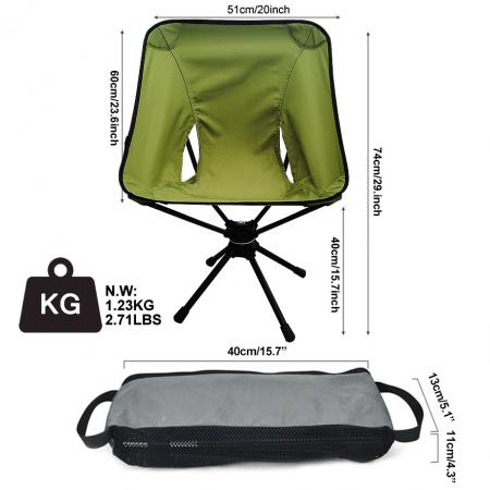 Outdoor portable folding Swivel Chair with 360 Degree rotation 