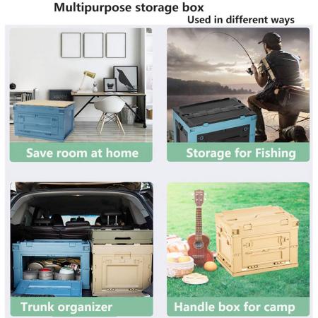 Folding Outdoor Storage Box Collapsible Storage Bins with Lids 50L Folding Plastic Lidded Storage Box Container for Clothes Books and Grocery 