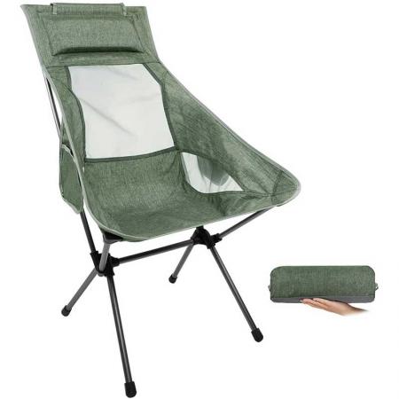 Camping Backpacking Chair High Back, 330 lbs Capacity, Lightweight Compact Portable Folding Chair for Hiking Travel Beach Picnic 