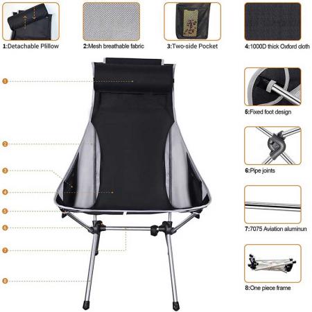 Ultralight High Back Folding Compact Portable Chair 