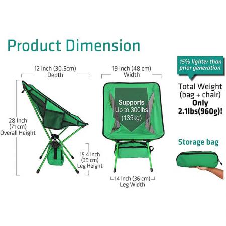 Folding Chair Picnic Seat Fishing-Tools Ultralight Hiking Outdoor Portable with Carry Bag 