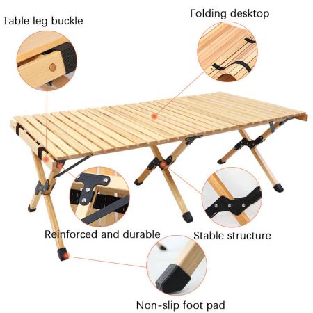 Camping Wood Table Outdoor Folding Picnic Table Wooden Table for Camp BBQ Picnic Party Beach 
