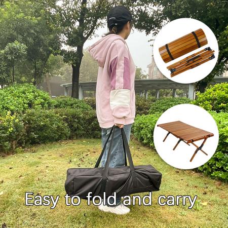 Outdoor Wooden Roll Top Camping Folding Picnic Table