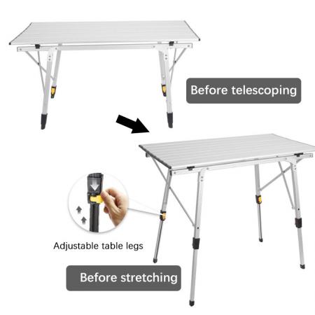 Portable Adjustable Table Adjustable Camping Table Height Adjustable Outdoor Table Portable Folding Lightweight Table for Picnic Beach Camping Party BBQ 