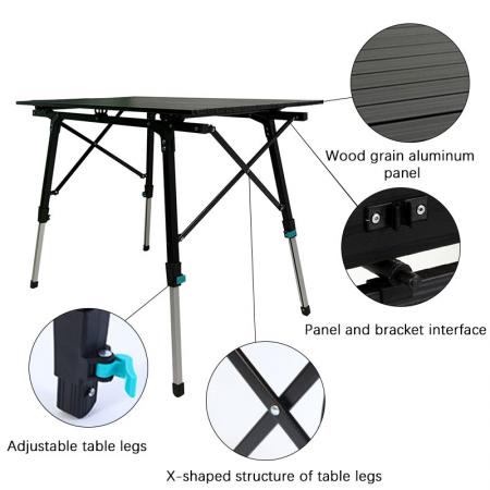 Height Adjustable Table  Aluminum Table Height Adjustable Folding Table Camping Outdoor Lightweight for Camping Beach Backyards BBQ Party 
