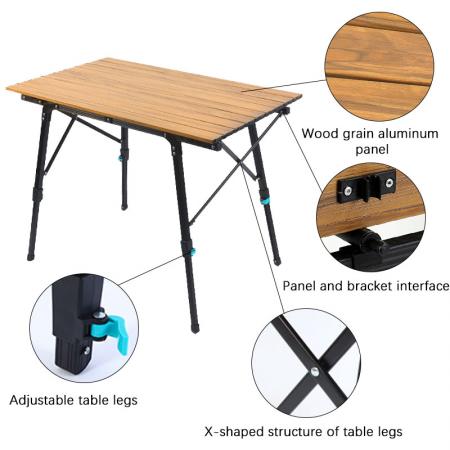 Adjustable Height Table Camping Table Outdoor Portable Folding Lightweight Table for Picnic Beach Height Adjustable Table Leg 