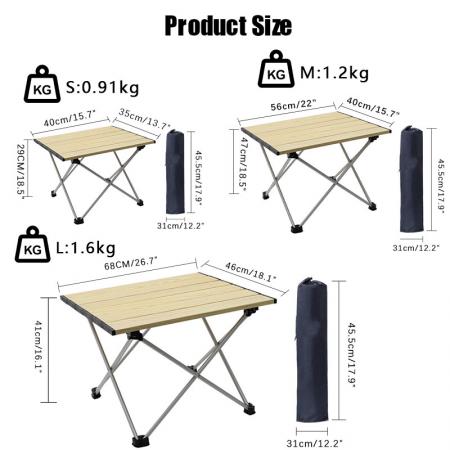 Portable Camping Side Tables with Aluminum Table Top: Hard-Topped Folding Table 