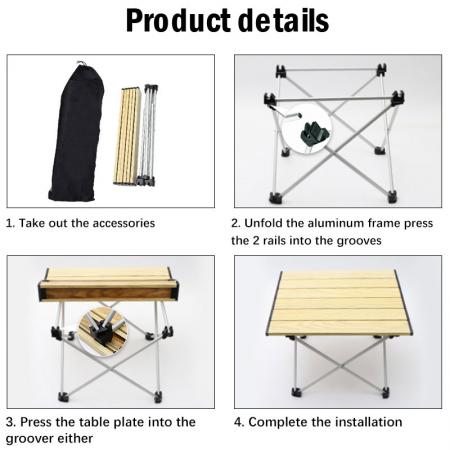 Portable Camping Side Tables with Aluminum Table Top: Hard-Topped Folding Table