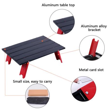 Ultralight Portable Camping Table Small Ultralight Folding Table with Aluminum Table Top 