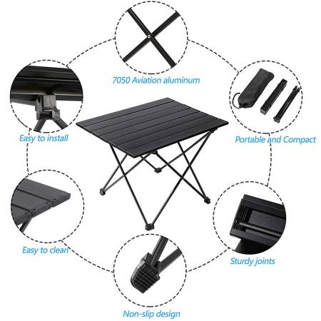 Ultralight Folding Beach Table Portable Camping Table with Aluminum Table Top and Carry Bag 