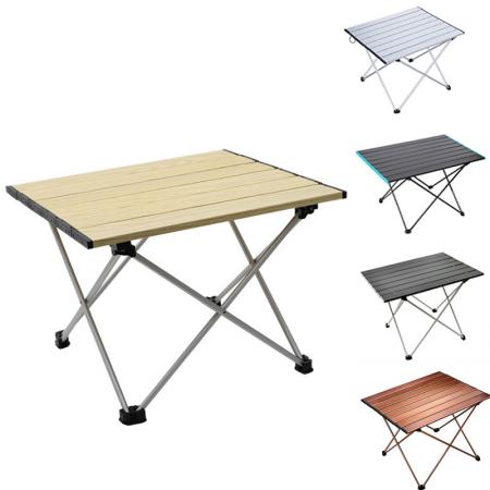 Portable Camping Side Tables with Aluminum Table Top: Hard-Topped Folding Table