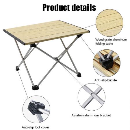 Portable Camping Side Tables with Aluminum Table Top: Hard-Topped Folding Table